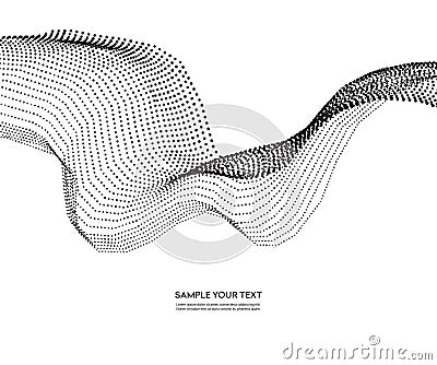 Abstract background with dots lines. Vector particles. Halftone wavy line. Vector Illustration