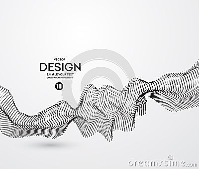 Abstract background with dots lines. Vector particles. Halftone wavy line. Vector Illustration