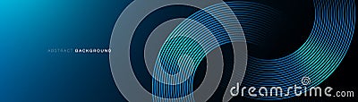 Abstract background with Double glowing circle geometric lines connection. Modern shiny blue and purple tech lines pattern. Vector Illustration