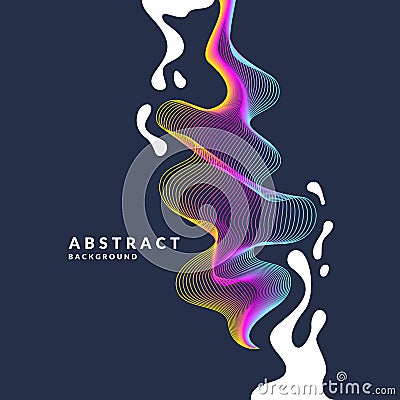 Abstract background with a dynamic waves, linesn and splashes in a bright colorful style Vector Illustration