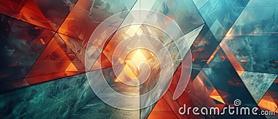 Abstract background, Enhancing depth, a translucent geometric world showcases layered triangular and hexagonal shapes, leaving Stock Photo