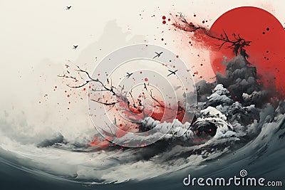 An abstract background featuring elegant Chinese calligraphy brush strokes with New Year greetings, adding a sophisticated and Stock Photo