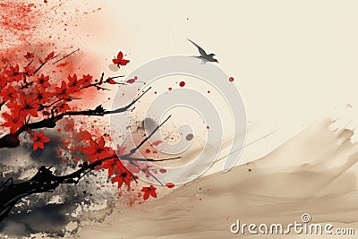 An abstract background featuring elegant Chinese calligraphy brush strokes with New Year greetings, adding a sophisticated and Stock Photo