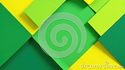 Abstract background featuring interlocking green and yellow shapes creating dynamic composition Stock Photo