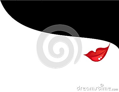 Abstract background with female lips and a black hat. vector Vector Illustration