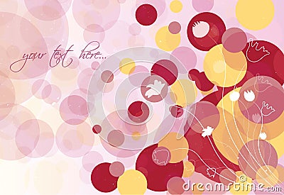 Abstract background with flowers and circles Vector Illustration