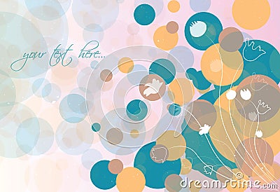 Abstract background with flowers and circles Vector Illustration