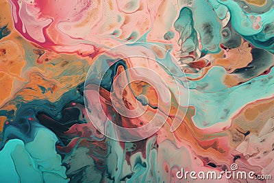 Abstract background in fluid art style. Multicolored paints. AI generative Stock Photo