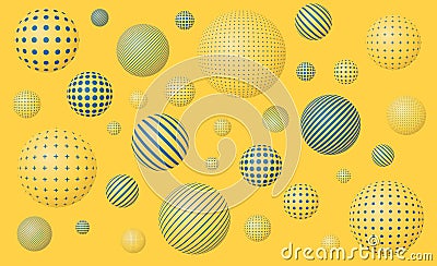 Abstract background with flying patterned spheres Stock Photo