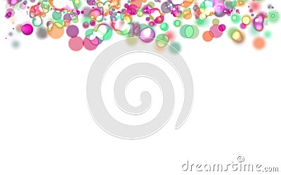 Abstract background, frame of transparent multicolored confetti bubbles Stock Photo