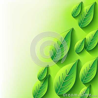 Abstract background with fresh spring 3d leaf Vector Illustration
