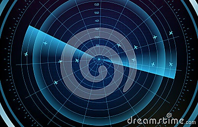 background of futuristic technology screen scan flight radar airplane route path with scan interface hud Vector Illustration