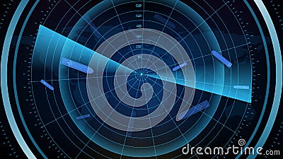 background of futuristic technology screen scan radar shipping cargo ship route path with scan interface hud Vector Illustration