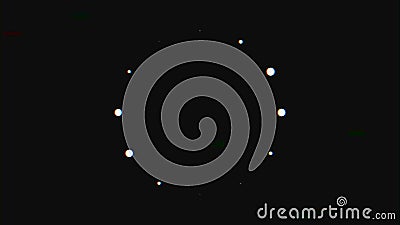 Abstract background with glitch effect on black background. Animation. Abstract dots moving in circle during loading Stock Photo