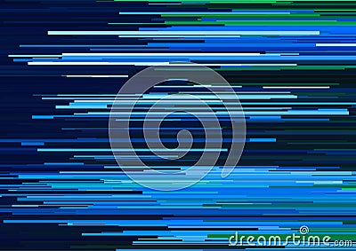 Abstract background with glitched horizontal stripes, stream lines. Concept of aesthetics of signal error. Vector Illustration