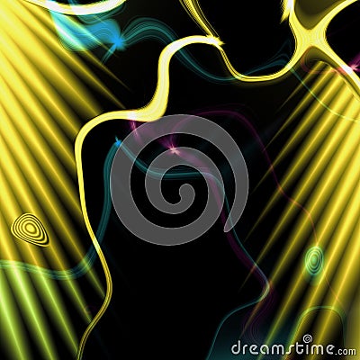 Abstract background with gold sparkles and wavy lines Stock Photo