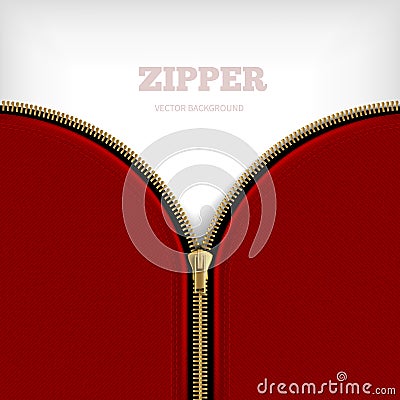 Abstract Background With Golden Metallic Zipper Vector Illustration