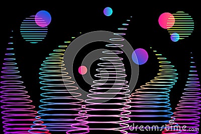 Abstract background gradient waves and circles Vector Illustration