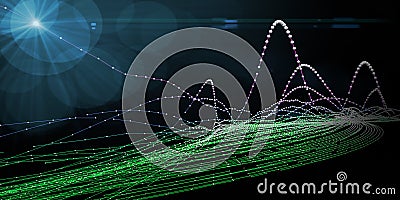 Abstract background graph spheres and color lines data with spot. Interlacement technology data concept in virtual space. Big Stock Photo