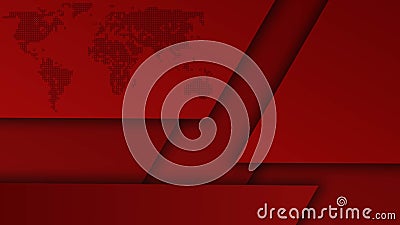 Abstract background of graphic elements in red colour - world map stylized Cartoon Illustration