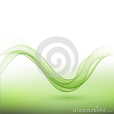 Abstract background with green vector transparent wavy lines. Vector Illustration