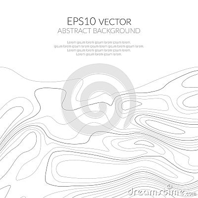 Abstract background with grey lines on a white background. Lines on a map. Monochrome image. Space for text. Vector Illustration