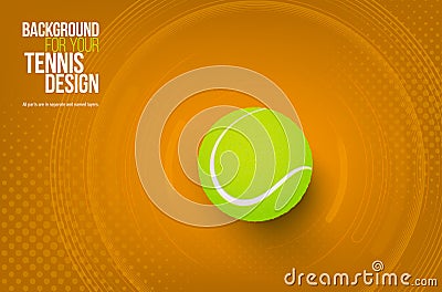Abstract background with halftone texture, circles and tennis ball Vector Illustration