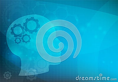 Abstract background with Head and brain gears, Vector Illustration