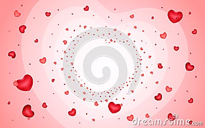 Abstract background of hearts on light red Vector Illustration
