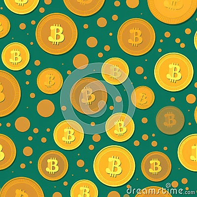 abstract background with the image of gold coins bitcoin virtual cryptocurrency Stock Photo