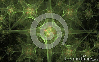 Abstract background image of green color in the form of stars with four rays repeating in a set with waves inside Stock Photo