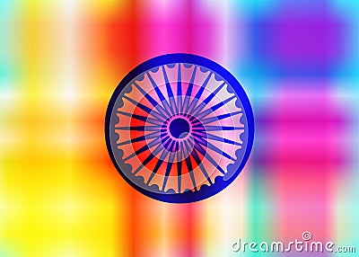 Abstract background of Indian colors and symbol of the wheel of dharma, Ashoka Wheel colorful elegant greeting card design Vector Illustration