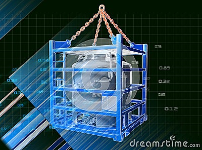 Abstract background industrial comcept. Portable tank data analytics. Big data iso construction. Visualization business analyze t Stock Photo