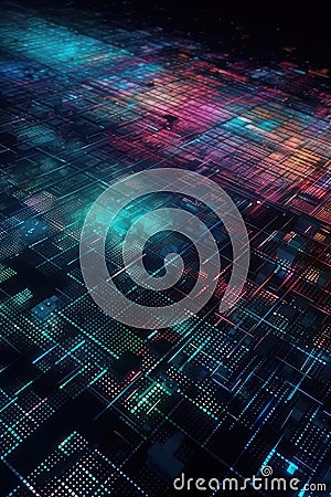 Abstract background, internet networks, neon colors. Vertical background. AI generative Stock Photo