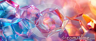 Abstract background, An iridescent background made of translucent, overlapping hexagons and diamonds draws focus to the central Stock Photo