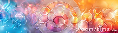 Abstract background, An iridescent background made of translucent, overlapping hexagons and diamonds draws focus to the central Stock Photo