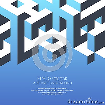 Abstract background in isometric style. Build of three-dimensional shapes. Vector Illustration