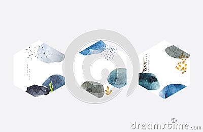 Abstract background with Japanese wave pattern vector. Watercolor painting brush texture decoration in Asian logo design. Stone Vector Illustration