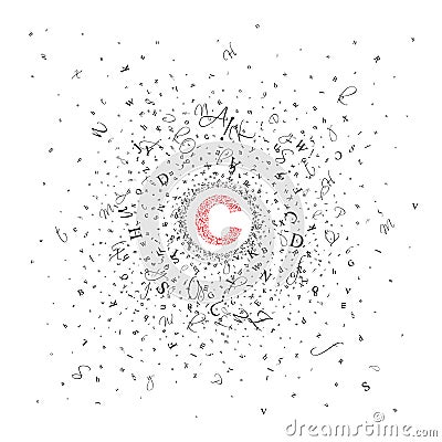 Abstract background of letters and digits. Vector Illustration