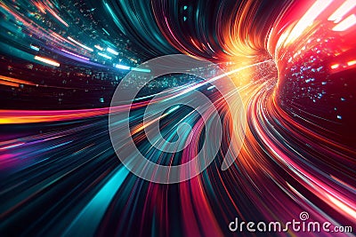 Abstract background light trail scurve distortionper by generative ai Stock Photo