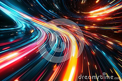 Abstract background light trail scurve distortionper by generative ai Stock Photo