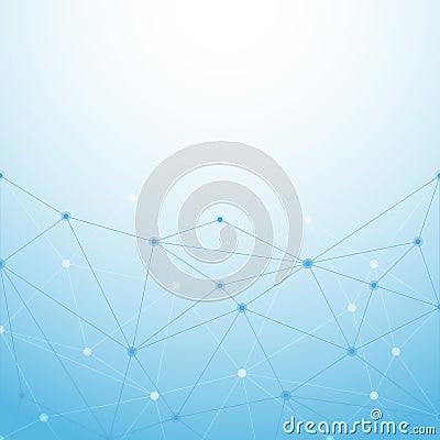 Abstract background with lines and dots. Shades of blue. Water and air. Vector Illustration