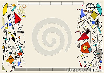 Abstract background little fancy shapes, l whit empty space beige for your text Vector Illustration