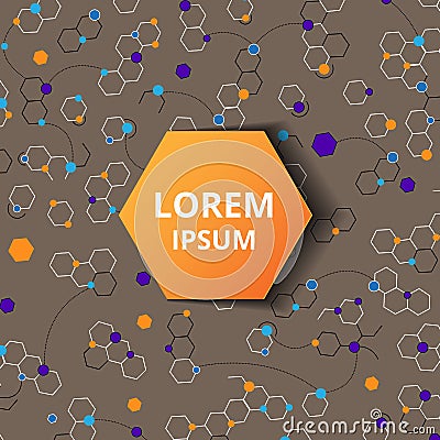 Abstract background with a lot of colorful hexagons. Vector illustration in modern flat style for poster, hi-tech technology, med Cartoon Illustration