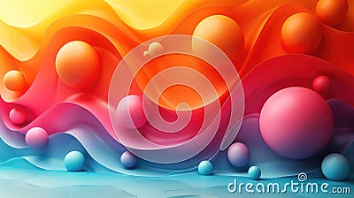 Abstract background, lots of colorful balls and bubbles, multicolored modern art wallpaper Cartoon Illustration