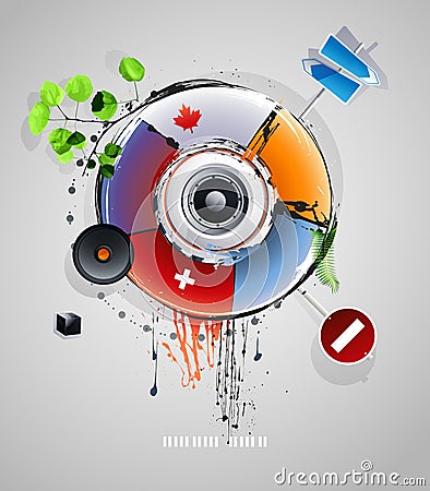 Abstract background, loudspeaker Vector Illustration