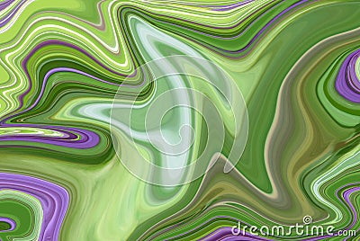 Green wavy vector background, acrylic fluid flow. Green curved line. Vector Illustration