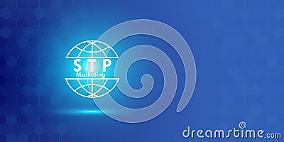 Abstract background of marketing strategy concept, Business framework, STP is positioning, target, segmentation analysis. Cartoon Illustration