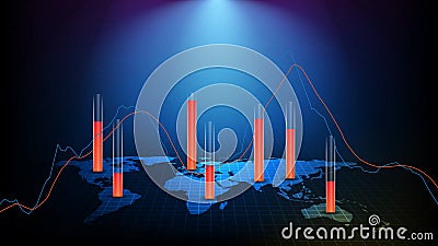 Background Measuring scales bar and world maps, trading stock market MACD indicator technical analysis graph, Moving Vector Illustration