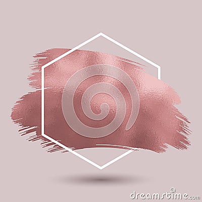 Abstract background with metallic rose gold texture in hexagonal Vector Illustration